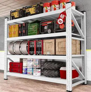 48" Wide Heavy Duty Garage Shelving Units,3000LBS 24 Deep Storage Shelves,White Metal Garage Shelves,Large Storage Rack,Steel Shelf,Industrial Shelving for Shop,Warehouse,48" W x 24" D x 70" H 48" Wide Heavy Duty Garage Shelving Units,3000LBS 24 Deep Storage Shelves,White Metal Garage Shelves,Large Storage Rack,Steel Shelf,Industrial Shelving for Shop,Warehouse,48" W x 24" D x 70" H