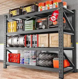 48" Wide Heavy Duty Garage Shelving Units,3000LBS 24 Deep Storage Shelves,Metal Garage Shelves,Large Storage Rack,Steel Shelf,Industrial Shelving for Shop,Warehouse,Basement,48" W x 24" D x 70" H 48" Wide Heavy Duty Garage Shelving Units,3000LBS 24 Deep Storage Shelves,Metal Garage Shelves,Large Storage Rack,Steel Shelf,Industrial Shelving for Shop,Warehouse,Basement,48" W x 24" D x 70" H