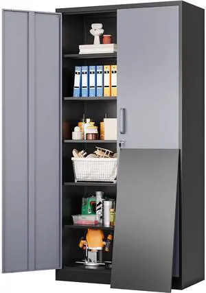 Wide & Deep Metal Storage Cabinet with 5 Adjustable Shelf,72" Tall Garage Storage Cabinet with Lock,Metal Cabinets with Locking Doors,Lockable Steel Cabinets for Home,Office,Garage Locker Wide & Deep Metal Storage Cabinet with 5 Adjustable Shelf,72" Tall Garage Storage Cabinet with Lock,Metal Cabinets with Locking Doors,Lockable Steel Cabinets for Home,Office,Garage Locker