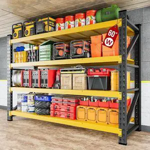 5000LBS Heavy Duty Garage Shelving Units,60" Wide & Deep Storage Shelves,Yellow Metal Garage Shelves,Large Storage Rack,Steel Shelf,Industrial Shelving for Shop,Warehouse,60" W x 24" D x 70" H 5000LBS Heavy Duty Garage Shelving Units,60" Wide & Deep Storage Shelves,Yellow Metal Garage Shelves,Large Storage Rack,Steel Shelf,Industrial Shelving for Shop,Warehouse,60" W x 24" D x 70" H