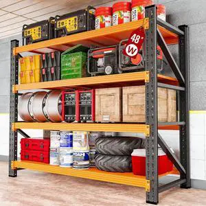48" Wide Heavy Duty Garage Shelving Units,3000LBS Deep Storage Shelves,Orange Metal Garage Shelves,Large Storage Rack,Steel Shelf,Industrial Shelving for Shop,Warehouse,Basement,48" W x 24" D x 70" H 48" Wide Heavy Duty Garage Shelving Units,3000LBS Deep Storage Shelves,Orange Metal Garage Shelves,Large Storage Rack,Steel Shelf,Industrial Shelving for Shop,Warehouse,Basement,48" W x 24" D x 70" H