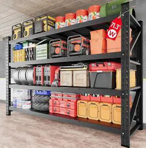 71.3" Wide Heavy Duty Garage Shelving Units,5000LBS Deep Storage Shelves,Black Metal Garage Shelves,Steel Shelf,Large Storage Rack,Industrial Shelving for Shop,Warehouse,Basement,71.3"W x 24"D x 70"H 71.3" Wide Heavy Duty Garage Shelving Units,5000LBS Deep Storage Shelves,Black Metal Garage Shelves,Steel Shelf,Large Storage Rack,Industrial Shelving for Shop,Warehouse,Basement,71.3"W x 24"D x 70"H