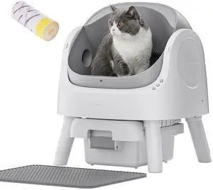 Automatic Litter Box for Cats, Open-Top Design with Safety Sensors, Includes Liners and Litter Mat, Suitable for Multi-Cat Homes, Grey Automatic Litter Box for Cats, Open-Top Design with Safety Sensors, Includes Liners and Litter Mat, Suitable for Multi-Cat Homes, Grey