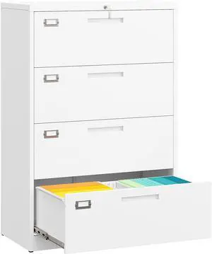 4 Drawer Lateral File Cabinet with Lock,White Lateral Filing Cabinet,Horizontal Metal Filing Cabinets,Locked Wide Four Drawer File Cabinets for Office Home,Fit A4/F4/Letter/Legal File 4 Drawer Lateral File Cabinet with Lock,White Lateral Filing Cabinet,Horizontal Metal Filing Cabinets,Locked Wide Four Drawer File Cabinets for Office Home,Fit A4/F4/Letter/Legal File
