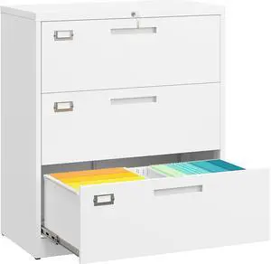 3 Drawer Lateral File Cabinet with Lock,White Lateral Filing Cabinet,Horizontal Metal Filing Cabinets,Locked Wide Three Drawer File Cabinets for Office Home,Fit A4/F4/Letter/Legal File 3 Drawer Lateral File Cabinet with Lock,White Lateral Filing Cabinet,Horizontal Metal Filing Cabinets,Locked Wide Three Drawer File Cabinets for Office Home,Fit A4/F4/Letter/Legal File