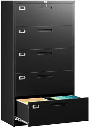 5 Drawer Lateral File Cabinet with Lock,Black Lateral Filing Cabinet,Horizontal Metal Filing Cabinets,Large Locked Wide Five Drawer File Cabinets for Office Home,Fit A4/F4/Letter/Legal File 5 Drawer Lateral File Cabinet with Lock,Black Lateral Filing Cabinet,Horizontal Metal Filing Cabinets,Large Locked Wide Five Drawer File Cabinets for Office Home,Fit A4/F4/Letter/Legal File