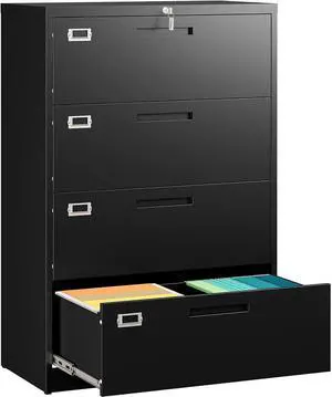 4 Drawer Lateral File Cabinet with Lock,Black Lateral Filing Cabinet,Horizontal Metal Filing Cabinets,Locked Wide Four Drawer File Cabinets for Office Home,Fit A4/F4/Letter/Legal File 4 Drawer Lateral File Cabinet with Lock,Black Lateral Filing Cabinet,Horizontal Metal Filing Cabinets,Locked Wide Four Drawer File Cabinets for Office Home,Fit A4/F4/Letter/Legal File