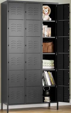 Metal Lockers for Employees,Lockable Storage Locker with Shelf,Large Lockers for Storage with Leg,Gym Locker,Steel Employee lockers for Home Office School Gym Garage (Black,18 Door) Metal Lockers for Employees,Lockable Storage Locker with Shelf,Large Lockers for Storage with Leg,Gym Locker,Steel Employee lockers for Home Office School Gym Garage (Black,18 Door)