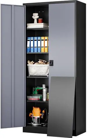 Wide & Deep Metal Storage Cabinet with Lock & Adjustable Shelves,72" Gray Garage Storage Cabinet with Locking Doors,Locking Metal Cabinets for Home,Office,Shop,Garage 72x36x18 Wide & Deep Metal Storage Cabinet with Lock & Adjustable Shelves,72" Gray Garage Storage Cabinet with Locking Doors,Locking Metal Cabinets for Home,Office,Shop,Garage 72x36x18
