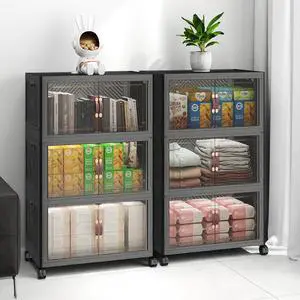 Stackable Storage Bins with Lids, 288QT Closet Organizers, Lockable Storage CabinetFoldable Storage Box with Doors and Wheels, Plastic Drawers for Home, Garage, Office (6, Black, Medium) Stackable Storage Bins with Lids, 288QT Closet Organizers, Lockable Storage CabinetFoldable Storage Box with Doors and Wheels, Plastic Drawers for Home, Garage, Office (6, Black, Medium)