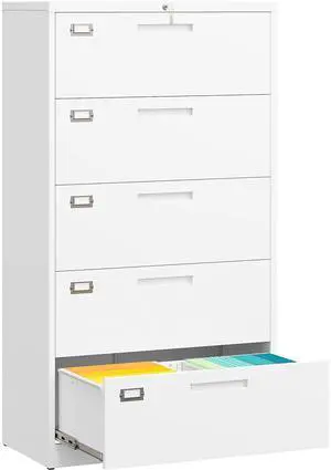 5 Drawer Lateral File Cabinet with Lock,White Lateral Filing Cabinet,Horizontal Metal Filing Cabinets,Large Locked Wide Five Drawer File Cabinets for Office Home,Fit A4/F4/Letter/Legal File 5 Drawer Lateral File Cabinet with Lock,White Lateral Filing Cabinet,Horizontal Metal Filing Cabinets,Large Locked Wide Five Drawer File Cabinets for Office Home,Fit A4/F4/Letter/Legal File