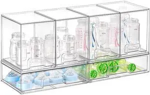 6 Pack Baby Bottle Organizer Set, Stackable Storage Drawers Ideal for Kichen Countertop, Vanity, Bathroom, Cabinet, Pantry Organization 6 Pack Baby Bottle Organizer Set, Stackable Storage Drawers Ideal for Kichen Countertop, Vanity, Bathroom, Cabinet, Pantry Organization