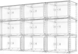 9 Pack 18QT Clear Stackable Storage Drawers,Easily Assemble Closet Organizers,Plastic Storage Bins for Bathroom,Cabinet,Kitchen Pantry,Under Sink Organization(Medium) 9 Pack 18QT Clear Stackable Storage Drawers,Easily Assemble Closet Organizers,Plastic Storage Bins for Bathroom,Cabinet,Kitchen Pantry,Under Sink Organization(Medium)