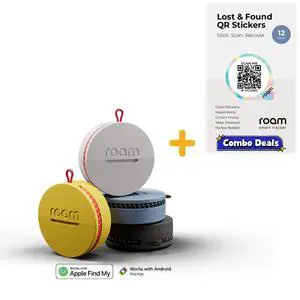 Roam Smart Tracker Bundle 5-Pack + 30 QR Stickers - No Subscription; Apple & Android Roam Smart Tracker Bundle 5-Pack + 30 QR Stickers - No Subscription; Apple & Android