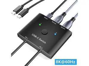 IHDAPP USB C Switch 2 in 1 Out, USB Type C KVM Switch 2 Computers 1 Monitor, 8K@60Hz / 4K@120Hz / 20Gbps/ USB 3.1 Gen 2 / 100W PD/Compatible with Thunderbolt Devices/Wired Remote, 1 USB-C Cable IHDAPP USB C Switch 2 in 1 Out, USB Type C KVM Switch 2 Computers 1 Monitor, 8K@60Hz / 4K@120Hz / 20Gbps/ USB 3.1 Gen 2 / 100W PD/Compatible with Thunderbolt Devices/Wired Remote, 1 USB-C Cable