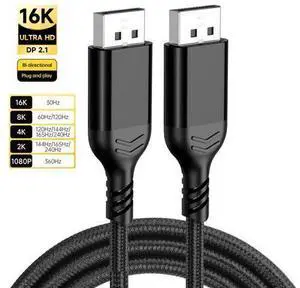 WISDUM 16K Displayport Cable 2.1, DP 2.1 80Gbps Cable 10FT Support 16K@30Hz 8K@120Hz HBR3 4K@240Hz 165Hz 144Hz 60Hz, HDCP DSC, HDR10 FreeSync G-Sync for Gaming Monitor Graphics Card 10 ft. WISDUM 16K Displayport Cable 2.1, DP 2.1 80Gbps Cable 10FT Support 16K@30Hz 8K@120Hz HBR3 4K@240Hz 165Hz 144Hz 60Hz, HDCP DSC, HDR10 FreeSync G-Sync for Gaming Monitor Graphics Card 10 ft.