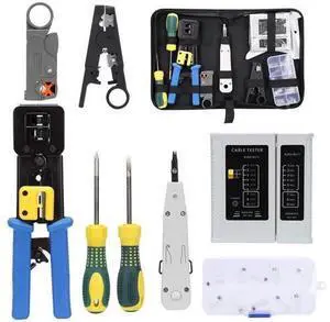 Rj45 Crimping Tool Kit for CAT5/CAT6, Professional Computer Maintenacnce LAN Cable Tester Network Repair Tool Set by SILIVN - 8pcs/Pack Rj45 Crimping Tool Kit for CAT5/CAT6, Professional Computer Maintenacnce LAN Cable Tester Network Repair Tool Set by SILIVN - 8pcs/Pack
