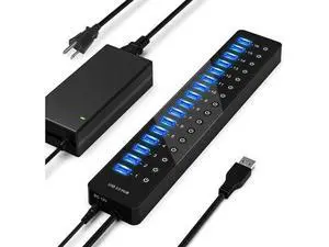 DIXSG Powered USB Hub 3.0, 16 Ports USB Splitter with 12V/6A Power Adapter and Individual Switches, High-Speed Data Transfer USB 3.0 Hub for Laptop, PC, Mac, and More Devices (with US Plug) DIXSG Powered USB Hub 3.0, 16 Ports USB Splitter with 12V/6A Power Adapter and Individual Switches, High-Speed Data Transfer USB 3.0 Hub for Laptop, PC, Mac, and More Devices (with US Plug)