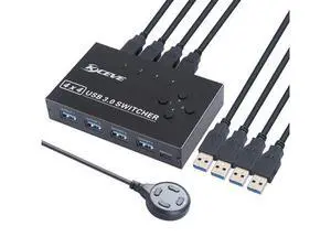 4 Port USB 3.0 Switch 4 in 4 Out, USB Switch Selector 4 Computer Sharing 4 USB Devices KVM Switcher for Share Printer, Scanner,Mouse, Keyboard, Compatible with Mac/Windows/Linux, with 4 USB 3.0 Cables 4 Port USB 3.0 Switch 4 in 4 Out, USB Switch Selector 4 Computer Sharing 4 USB Devices KVM Switcher for Share Printer, Scanner,Mouse, Keyboard, Compatible with Mac/Windows/Linux, with 4 USB 3.0 Cables