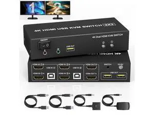Dual Monitor KVM Switch 2 Monitors 2 Computers, 2 Port 4K@60Hz HDMI KVM Switch Share 2 Monitor, Audio Mic Port and 3 USB Ports Support Extended and Copy Mode, PC Monitor Keyboard Mouse Switcher Dual Monitor KVM Switch 2 Monitors 2 Computers, 2 Port 4K@60Hz HDMI KVM Switch Share 2 Monitor, Audio Mic Port and 3 USB Ports Support Extended and Copy Mode, PC Monitor Keyboard Mouse Switcher