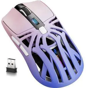 DIXSG Wireless Gaming Mouse, 10000 DPI, Tri-Mode 2.4GHz/Bluetooth/Wired Mouse, 6 Buttons, Digital Display, Silent Mice, Rechargeable, Customizable Macro and RGB Backlight for PC/Mac/Laptop (Purple) DIXSG Wireless Gaming Mouse, 10000 DPI, Tri-Mode 2.4GHz/Bluetooth/Wired Mouse, 6 Buttons, Digital Display, Silent Mice, Rechargeable, Customizable Macro and RGB Backlight for PC/Mac/Laptop (Purple)