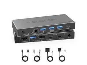 IHDAPP KVM Switch 1 Monitors 2 Computers 4K@60Hz, USB C HDMI KVM Switch 2 Port for 1 Laptop 1 Desktop Share 1 Monitor Keyboard Mouse Printer Support 100W Charging for Laptop, with Wired Remote IHDAPP KVM Switch 1 Monitors 2 Computers 4K@60Hz, USB C HDMI KVM Switch 2 Port for 1 Laptop 1 Desktop Share 1 Monitor Keyboard Mouse Printer Support 100W Charging for Laptop, with Wired Remote