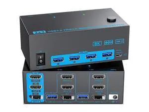DIXSG KVM Switch 2 PC 3 Monitors, 2 HDMI + Display Port Triple Monitors KVM Switches 4K@144Hz 8K@60Hz, USB 3.0 KVM Switches for 2 PC Share Mouse, Keyboard 4 USB Devices and 3 Monitors, Wired Remote DIXSG KVM Switch 2 PC 3 Monitors, 2 HDMI + Display Port Triple Monitors KVM Switches 4K@144Hz 8K@60Hz, USB 3.0 KVM Switches for 2 PC Share Mouse, Keyboard 4 USB Devices and 3 Monitors, Wired Remote