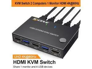 IHDAPP 2 in 1 Out HDMI KVM Switch 1 Monitor 2 Computers 4K@60Hz, HDMI KVM Switch for 2 Computer Share 1 Monitor and 4 USB 3.0 Devices, Support Simulation EDID Lock Screen, with Wired Remote Controller IHDAPP 2 in 1 Out HDMI KVM Switch 1 Monitor 2 Computers 4K@60Hz, HDMI KVM Switch for 2 Computer Share 1 Monitor and 4 USB 3.0 Devices, Support Simulation EDID Lock Screen, with Wired Remote Controller
