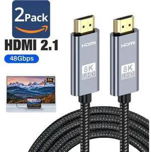 AUBEAMTO 10ft 8K@60Hz 4k/2K/1080p HDMI-compatible Male To HDMI Male V2.1 SDR HDR Ultra HD UHD Cable For Laptops Monitor Projector, 2-PACK, 10FT AUBEAMTO 10ft 8K@60Hz 4k/2K/1080p HDMI-compatible Male To HDMI Male V2.1 SDR HDR Ultra HD UHD Cable For Laptops Monitor Projector, 2-PACK, 10FT