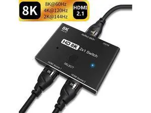 WISDUM HDMI 2.1 Ultra HD 8K High Speed 48Gbps Directional Switch Only 2in 1out 8K@60Hz 4K@120Hz Converter Compatible with Xbox PS5 Projectors Monitors WISDUM HDMI 2.1 Ultra HD 8K High Speed 48Gbps Directional Switch Only 2in 1out 8K@60Hz 4K@120Hz Converter Compatible with Xbox PS5 Projectors Monitors