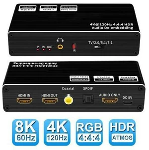 AUBEAMTO 8K 60Hz HDMI 2.1 Audio Extractor With 7.1CH Atmos & Optical Toslink 48Gbps HDMI Audio Splitter 8K 60Hz HDMI Audio Converter for PS5 XBox One AUBEAMTO 8K 60Hz HDMI 2.1 Audio Extractor With 7.1CH Atmos & Optical Toslink 48Gbps HDMI Audio Splitter 8K 60Hz HDMI Audio Converter for PS5 XBox One