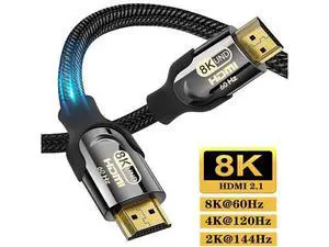 8K HDMI 2.1 Cable, 48Gbps Ultra HD Lead High-Speed Cord, Supports 8K@60Hz, 4K@120Hz, eARC HDR10, HDCP 2.2/2.3 Dolby, 3D, VRR, Compatible with Fire TV/Roku TV/PS5/Xbox/Nintendo Switch and More (16.4ft) 8K HDMI 2.1 Cable, 48Gbps Ultra HD Lead High-Speed Cord, Supports 8K@60Hz, 4K@120Hz, eARC HDR10, HDCP 2.2/2.3 Dolby, 3D, VRR, Compatible with Fire TV/Roku TV/PS5/Xbox/Nintendo Switch and More (16.4ft)