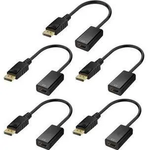 BUCIER 4K DisplayPort (DP) to HDMI Adapter, Gold-Plated Uni-Directional Display Port PC to HDMI Screen Converter (Male to Female) Compatible with HP, D.ell, L.enovo & More, Passive - Black 5 packs BUCIER 4K DisplayPort (DP) to HDMI Adapter, Gold-Plated Uni-Directional Display Port PC to HDMI Screen Converter (Male to Female) Compatible with HP, D.ell, L.enovo & More, Passive - Black 5 packs
