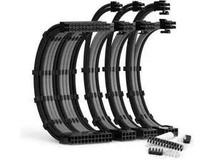 PSU Cable Extension Kit 30CM Length with Cable Combs 1x24Pin/1x8Pin(4+4) EPS/2x8Pin(6P+2P) PCI-E/PC Sleeved Cable for ATX Power Supply(Black & Grey) PSU Cable Extension Kit 30CM Length with Cable Combs 1x24Pin/1x8Pin(4+4) EPS/2x8Pin(6P+2P) PCI-E/PC Sleeved Cable for ATX Power Supply(Black & Grey)
