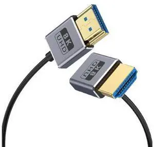 1ft 8K@60Hz HDMI Cable, OD 2.5mm Ultra-Thin HDMI 2.1 Version UHD Cord, 48Gbps HDMI Upward Angle Male to Straight Male Coaxial Cable for GH5S, PS5, Xbox One, HDTV, Dynamic HDR,eARC 1ft 8K@60Hz HDMI Cable, OD 2.5mm Ultra-Thin HDMI 2.1 Version UHD Cord, 48Gbps HDMI Upward Angle Male to Straight Male Coaxial Cable for GH5S, PS5, Xbox One, HDTV, Dynamic HDR,eARC