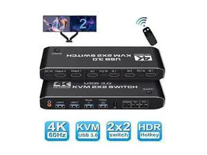 Dual Monitor HDMI USB 3.0 KVM Switch, 2x2 USB3.0 HDMI KVM Switch, 2 in 2 Out 4K @60Hz HDMI KVM Switcher 2x2 Mixed Display 2 Monitors 2 Computer for PC laptop Dual Monitor HDMI USB 3.0 KVM Switch, 2x2 USB3.0 HDMI KVM Switch, 2 in 2 Out 4K @60Hz HDMI KVM Switcher 2x2 Mixed Display 2 Monitors 2 Computer for PC laptop