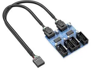Motherboard 9 Pin USB Header Splitter Male 1 to 4 Female Extension Splitter Cable Desktop Card 9-Pin USB 2.0 HUB Connector Adapter Port Multiplier Motherboard 9 Pin USB Header Splitter Male 1 to 4 Female Extension Splitter Cable Desktop Card 9-Pin USB 2.0 HUB Connector Adapter Port Multiplier