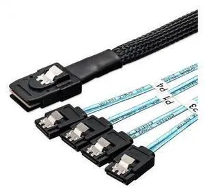 SFF80874SATA1M Internal Mini SAS to 4 x SATA Cable (SFF-8087 to SATA Forward Breakout),Mini SAS Host/Controller to 4 SATA Target/Backplane-3.3ft SFF80874SATA1M Internal Mini SAS to 4 x SATA Cable (SFF-8087 to SATA Forward Breakout),Mini SAS Host/Controller to 4 SATA Target/Backplane-3.3ft
