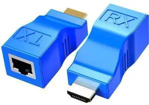 HDMI Extender Adapter, HDMI to RJ45 Ethernet Network Converter Over by Cat5-e/6 Cable Splitter 1080p up to 30m/98ft Repeater for HDTV HD TV DVD PS4 STB HDMI Extender Adapter, HDMI to RJ45 Ethernet Network Converter Over by Cat5-e/6 Cable Splitter 1080p up to 30m/98ft Repeater for HDTV HD TV DVD PS4 STB