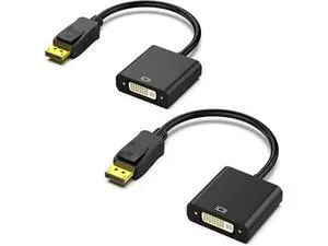 DisplayPort to DVI DVI-D Single Link Adapter, Display Port to DVI Converter Male to Female Black 2-Pack DisplayPort to DVI DVI-D Single Link Adapter, Display Port to DVI Converter Male to Female Black 2-Pack