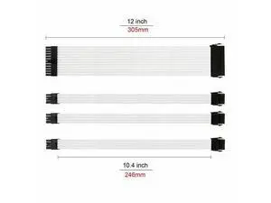 Customization Mod Sleeved Extension Power Supply Cable Kit GPU PC Braided WHITE Customization Mod Sleeved Extension Power Supply Cable Kit GPU PC Braided WHITE