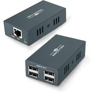 USB Extender 165ft Kit with 4 USB 2.0 Hub, Over Single Ethernet Cat5e/6/7 Up to 165ft(50m), Plug and Play, No Driver Needed, USB RJ45 LAN Extension USB Extender 165ft Kit with 4 USB 2.0 Hub, Over Single Ethernet Cat5e/6/7 Up to 165ft(50m), Plug and Play, No Driver Needed, USB RJ45 LAN Extension