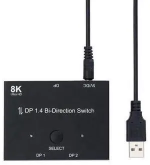 Displayport 1.4 KVM Switch Splitter 8K@30Hz 4K@120Hz 1x2 or 2x1 Bi-direction Switch Splitter DP Converter for Source and Display Displayport 1.4 KVM Switch Splitter 8K@30Hz 4K@120Hz 1x2 or 2x1 Bi-direction Switch Splitter DP Converter for Source and Display