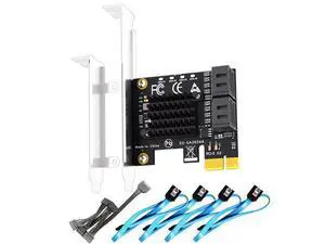 SA3034-C 4-Port PCIe X1 SATA Expansion Card with SATA and Power Cables, Compatible with Windows,Linux,Mac OS,NAS SA3034-C 4-Port PCIe X1 SATA Expansion Card with SATA and Power Cables, Compatible with Windows,Linux,Mac OS,NAS