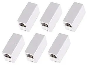 WISDUM 6 Pack RJ45 Coupler Cat6/Cat5e Ethernet Cable Extender Adapter Female to Female (White) (6 Pack) WISDUM 6 Pack RJ45 Coupler Cat6/Cat5e Ethernet Cable Extender Adapter Female to Female (White) (6 Pack)