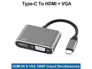 COFIER USB3.1 Converter Portable Type-c To Hdmi Vga Type-c To Vga Adapter Cable Converter for MacBook Connected To Display/projector Grey COFIER USB3.1 Converter Portable Type-c To Hdmi Vga Type-c To Vga Adapter Cable Converter for MacBook Connected To Display/projector Grey