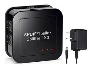 SPDIF/Toslink Digital Optical Audio Splitter 1x3, Optical Audio 1X3 Splitter, Support Dolby Digital & DTS 5.1 for PS3, Xbox, Blue-Ray DVD, HDTV,TV Box(1 Input 3 Output) SPDIF/Toslink Digital Optical Audio Splitter 1x3, Optical Audio 1X3 Splitter, Support Dolby Digital & DTS 5.1 for PS3, Xbox, Blue-Ray DVD, HDTV,TV Box(1 Input 3 Output)