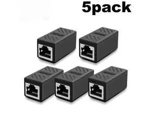 WISDUM RJ45 Coupler, Ethernet Cable Extender Adapter for Cat7 Cat6 Cat5e, Ethernet Cable Coupler (Black-5 pack) WISDUM RJ45 Coupler, Ethernet Cable Extender Adapter for Cat7 Cat6 Cat5e, Ethernet Cable Coupler (Black-5 pack)