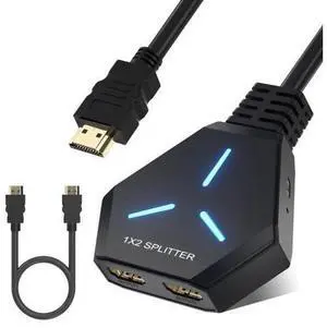 HDMI Splitter, HDMI Splitter for Dual Monitors Duplicate/Mirror (Not Extend), 4K HDMI Splitter 1 in 2 Out for Full HD 4K@30hz, 1080P, 3D, Compatible with Xbox, PS4, PS5, TV, Projector, Computer HDMI Splitter, HDMI Splitter for Dual Monitors Duplicate/Mirror (Not Extend), 4K HDMI Splitter 1 in 2 Out for Full HD 4K@30hz, 1080P, 3D, Compatible with Xbox, PS4, PS5, TV, Projector, Computer