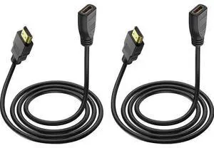 HDMI Extension Cable 3 Feet, 2 Pack HDMI Extender Cable High Speed HDMI Male to Female Adapter Cable 1080P HDMI Video Cord for HDTV, Monitor, PC, Laptop, Projector HDMI Extension Cable 3 Feet, 2 Pack HDMI Extender Cable High Speed HDMI Male to Female Adapter Cable 1080P HDMI Video Cord for HDTV, Monitor, PC, Laptop, Projector